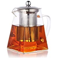 PluieSoleil Tetera de Cristal Infusor de Acero Inoxidable Resistente al Calor (700ML-cuadrado)